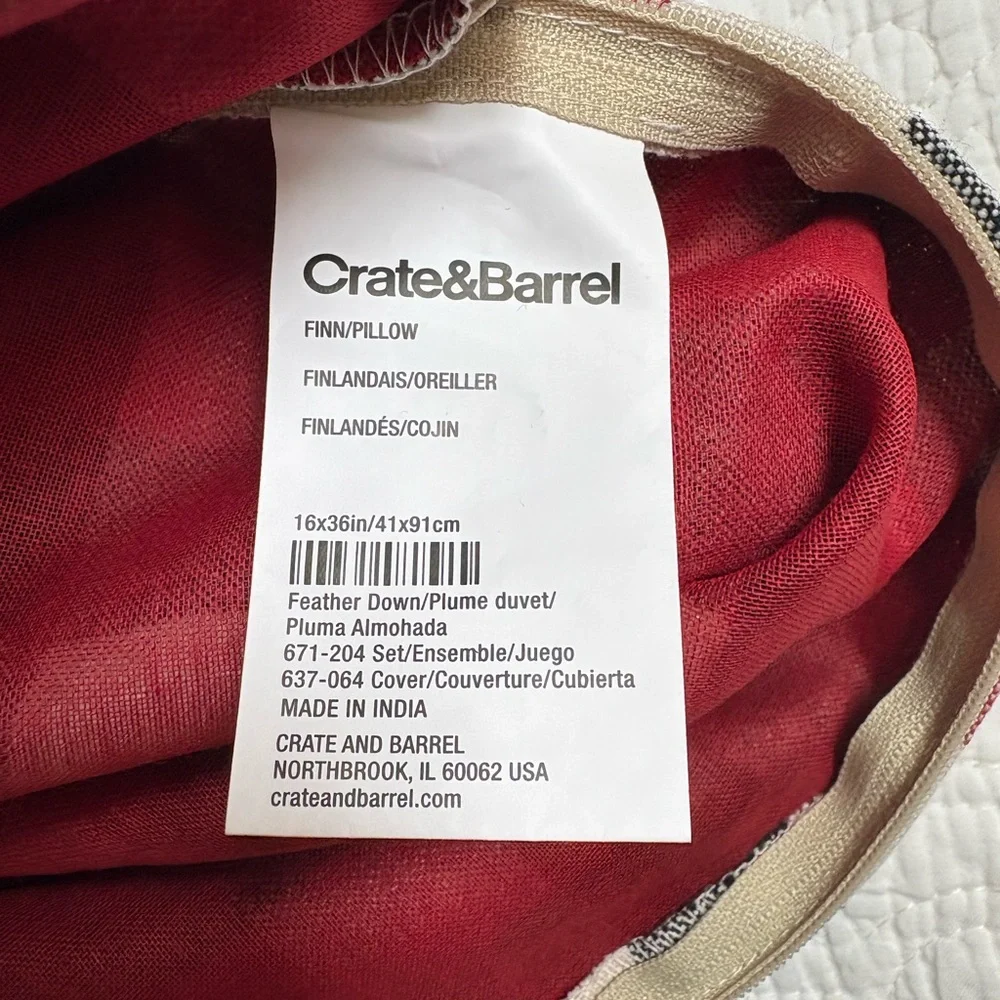 Crate and Barrel bolster pillow cover